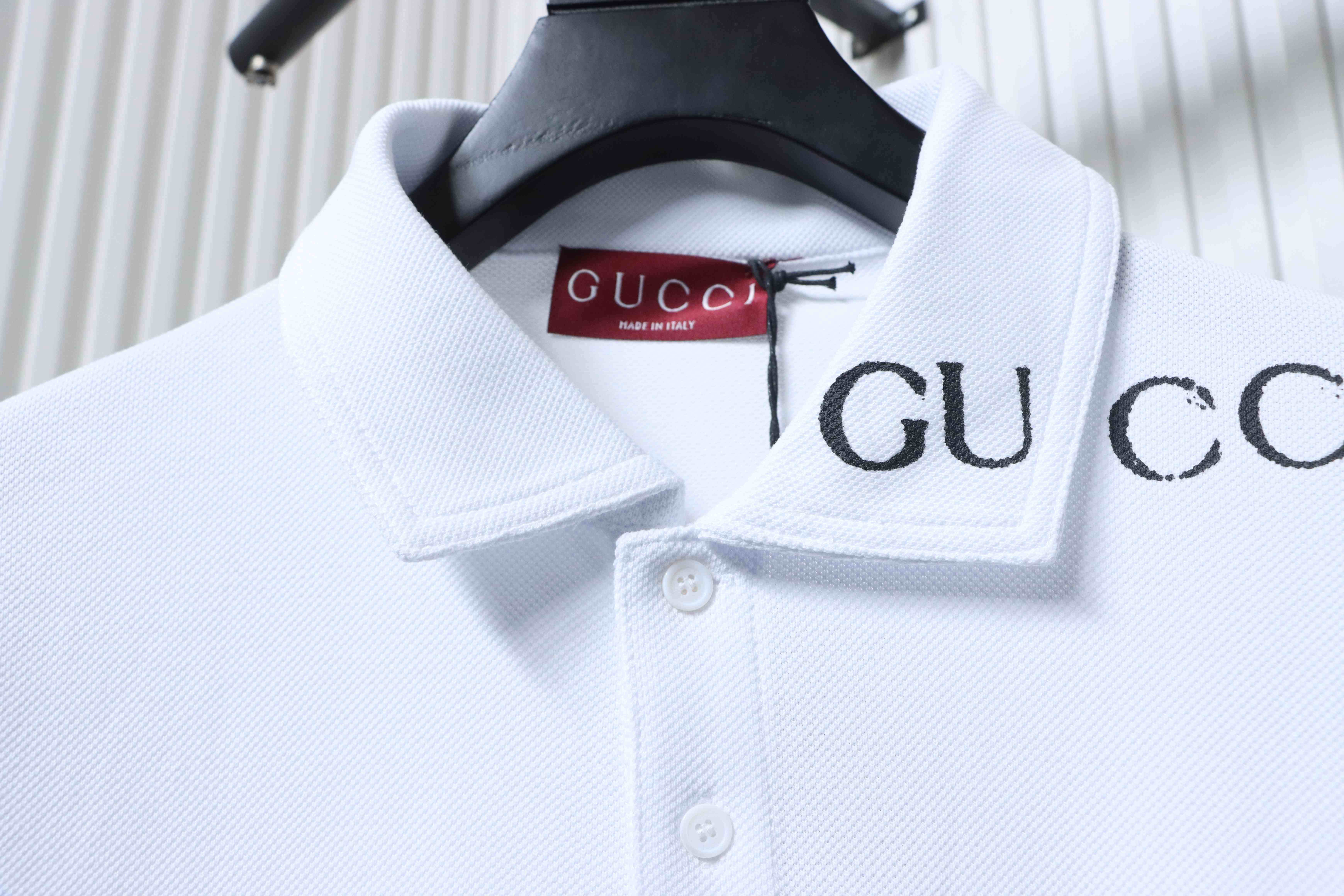 GUCCI 25SS Letter Print Short Sleeve Polo Shirt