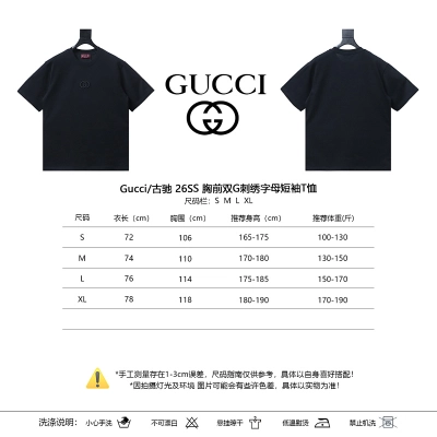GUCCI 26SS Double G Embroidery Short Sleeve T-Shirt Style 3 02