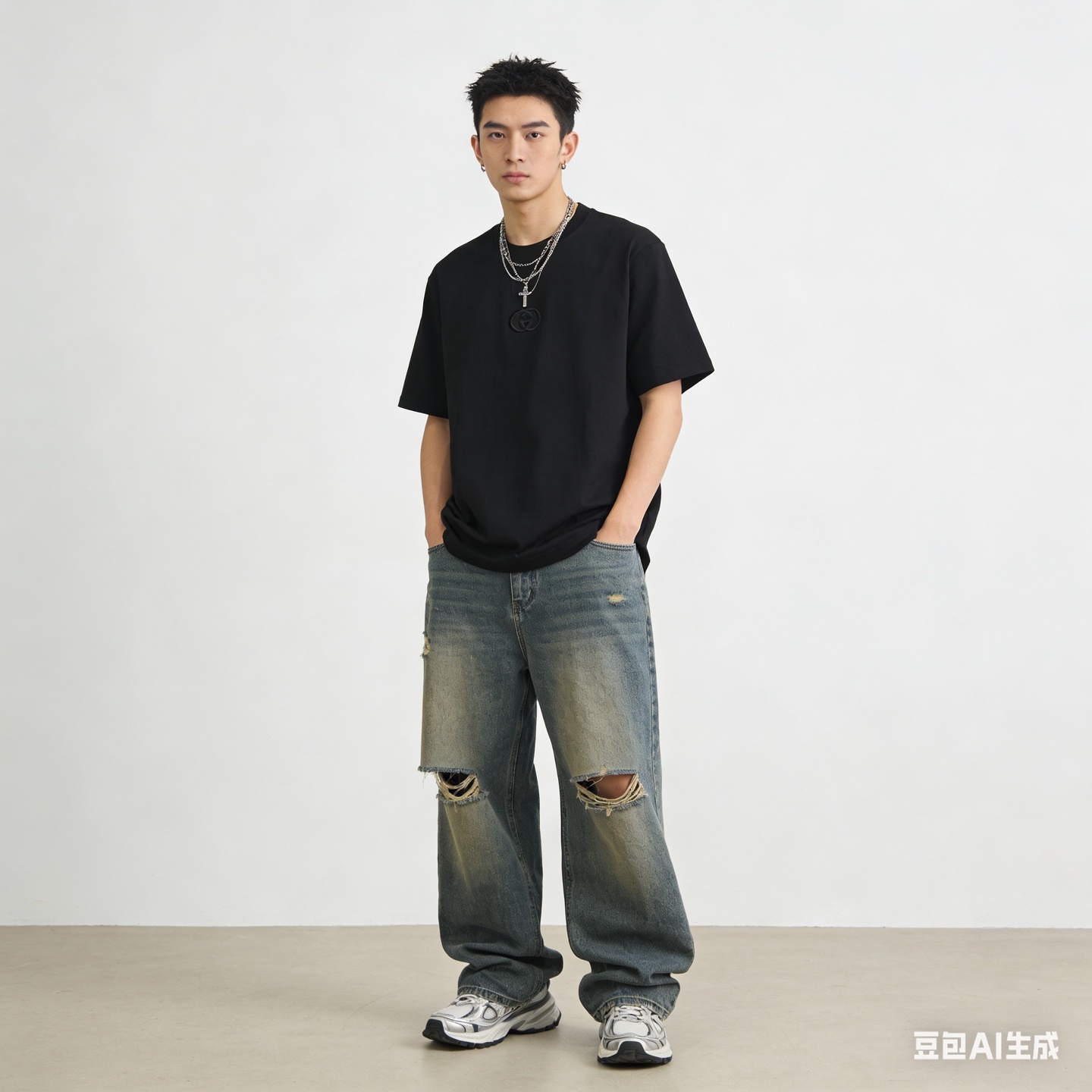 GUCCI 26SS Double G Embroidery Short Sleeve T-Shirt Style 3