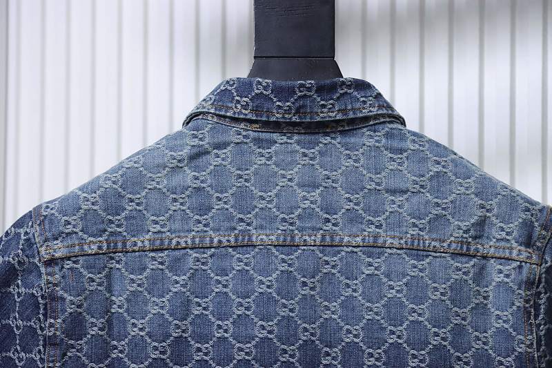GUCCI Allover GG Monogram Denim Short Sleeve Shirt