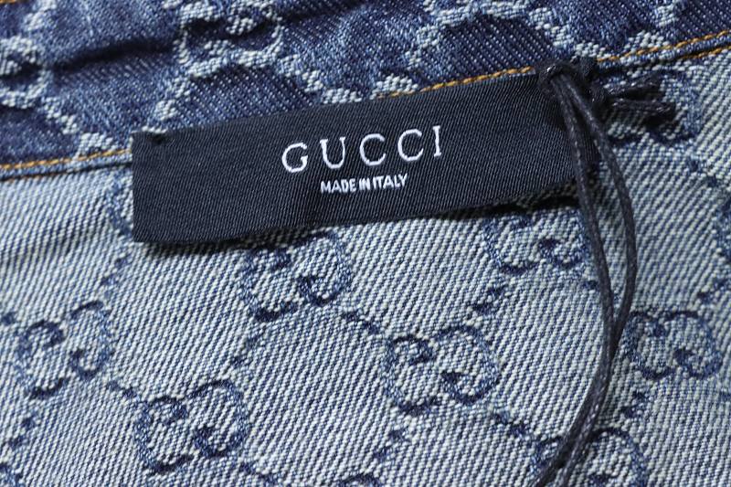 GUCCI Allover GG Monogram Denim Short Sleeve Shirt