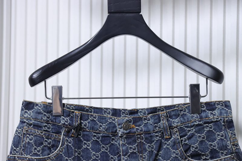 GUCCI Allover GG Monogram Denim Shorts