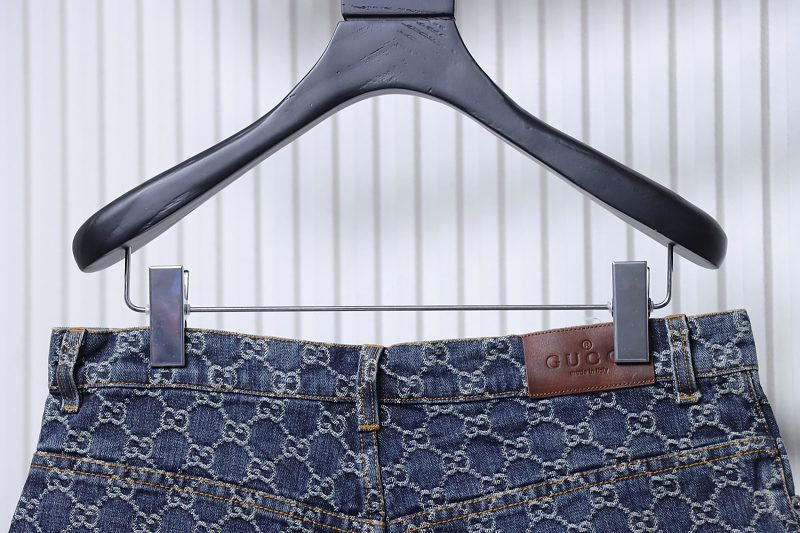 GUCCI Allover GG Monogram Denim Shorts