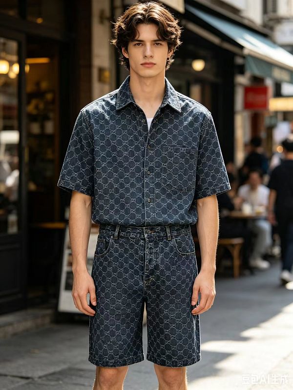 GUCCI Allover GG Monogram Denim Shorts