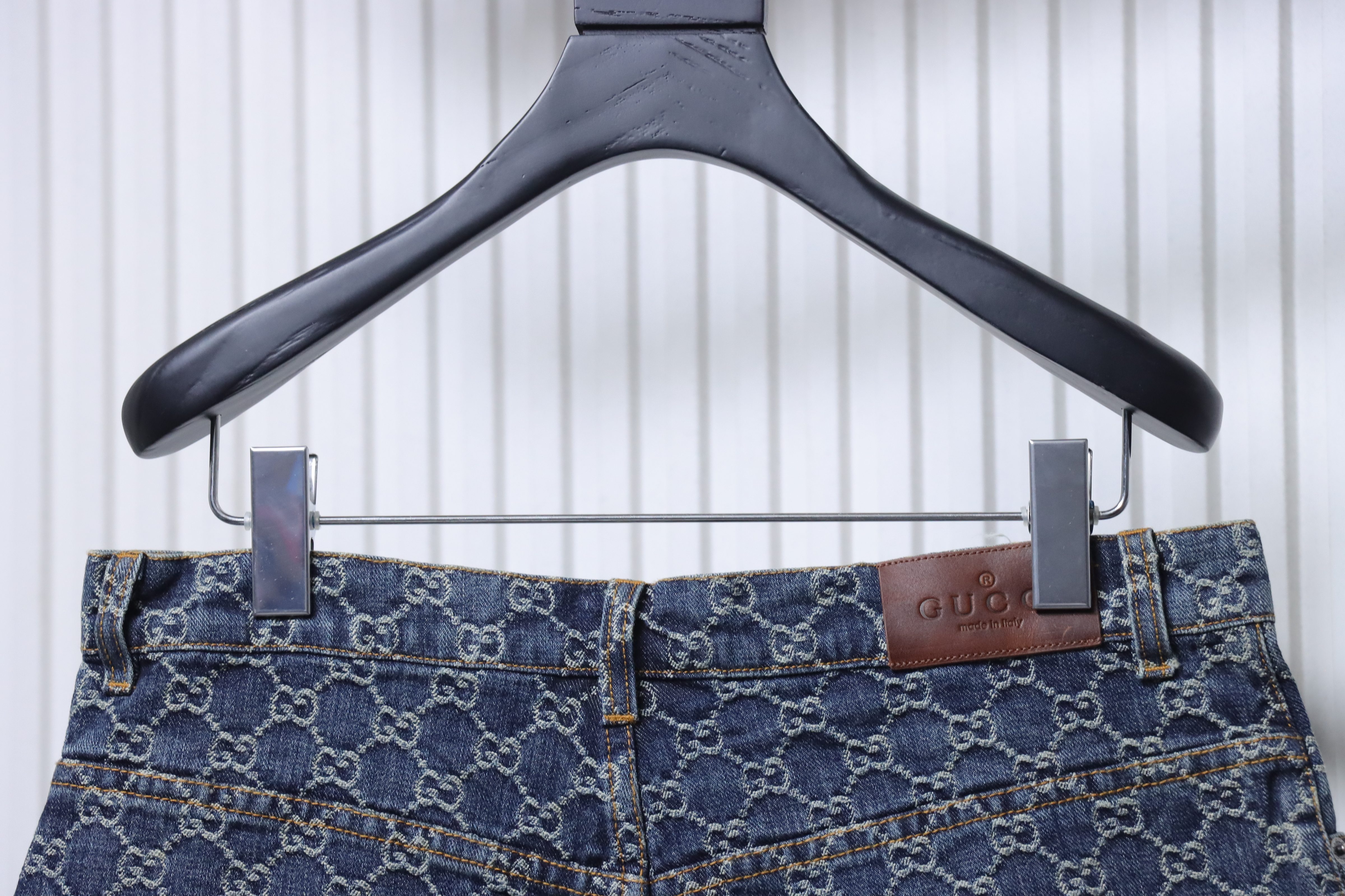 GUCCI Allover GG Monogram Denim Shorts