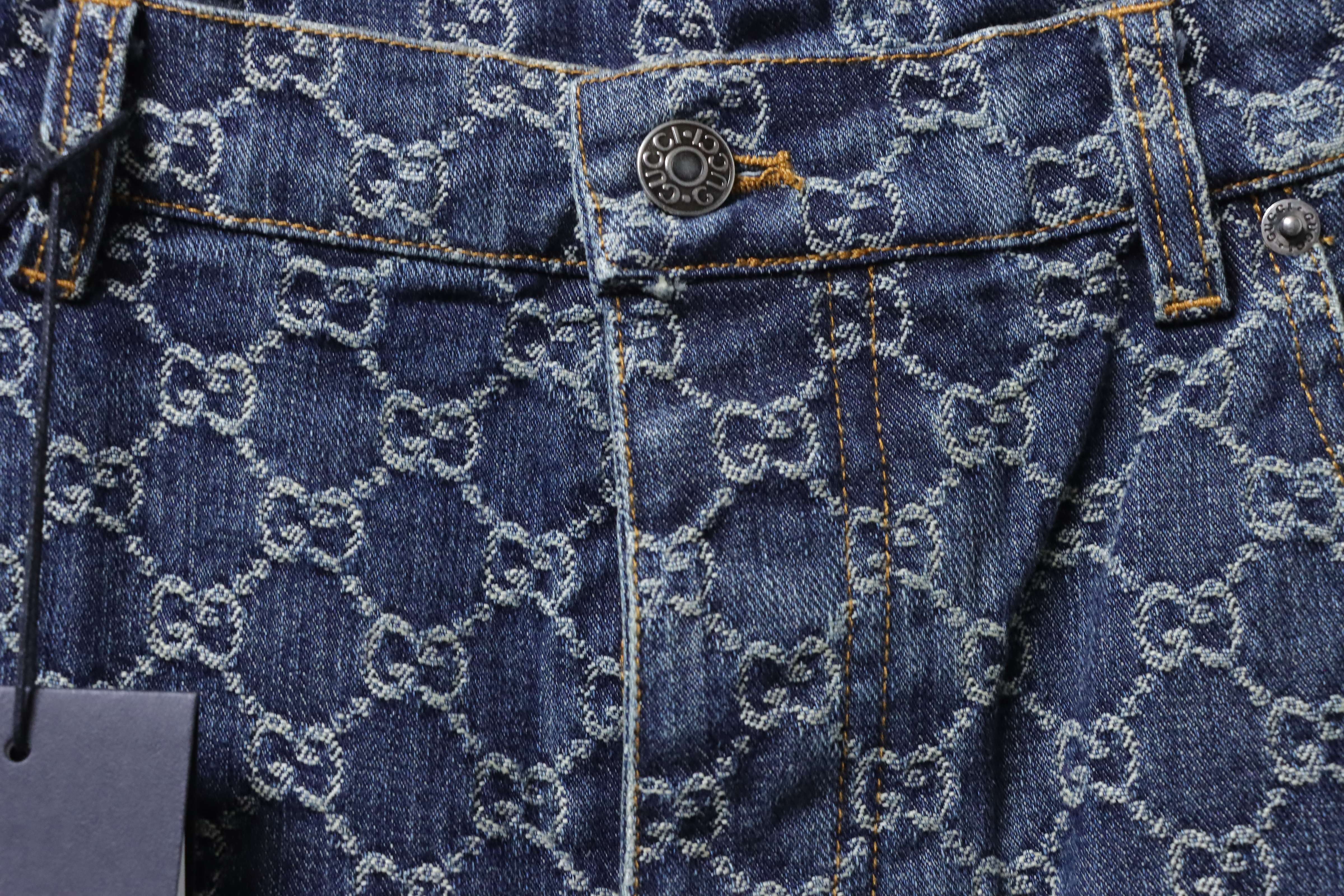 GUCCI Allover GG Monogram Denim Shorts