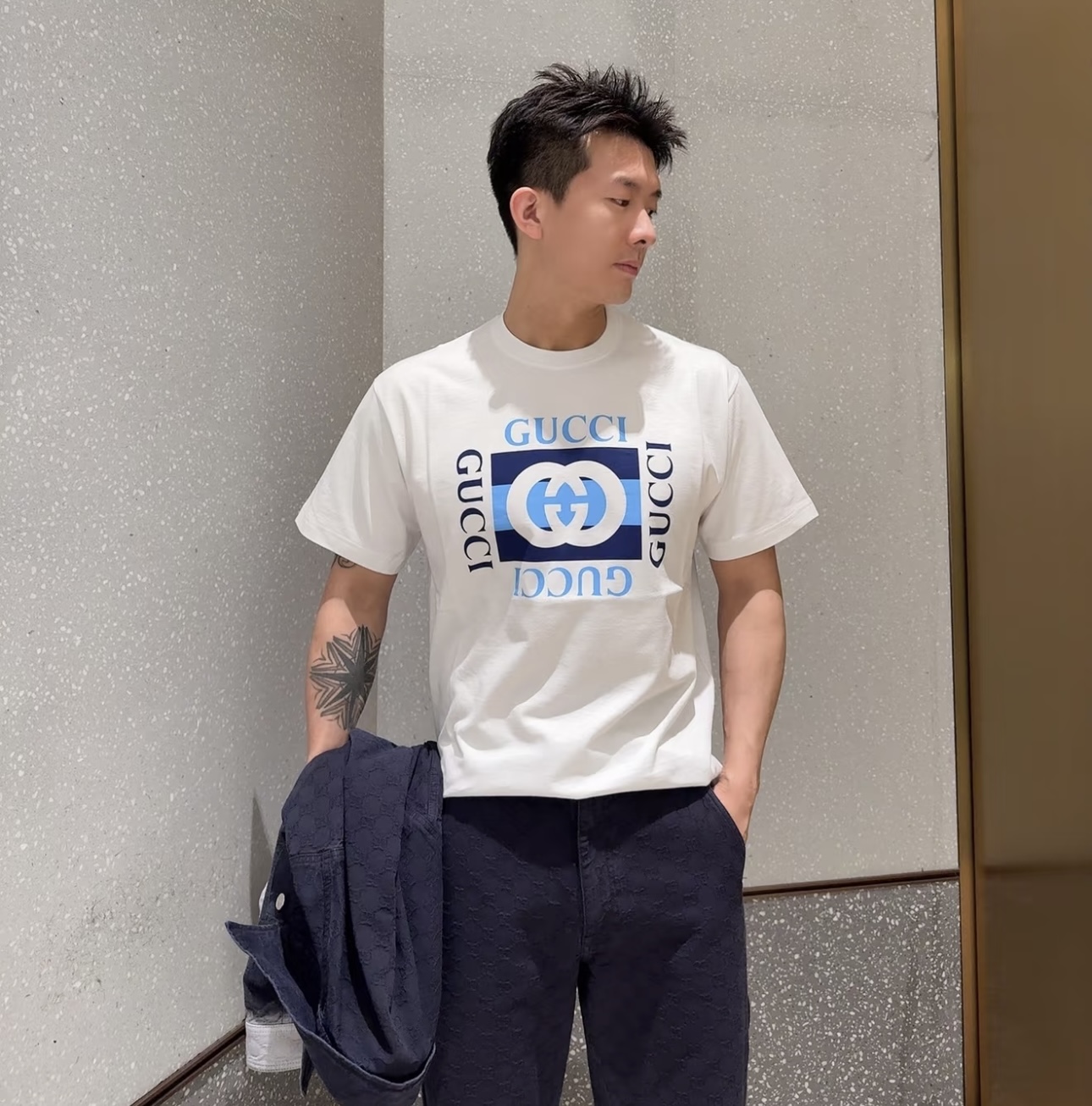 GUCCI Classic Square Square Print Short Sleeve T-Shirt Style 2