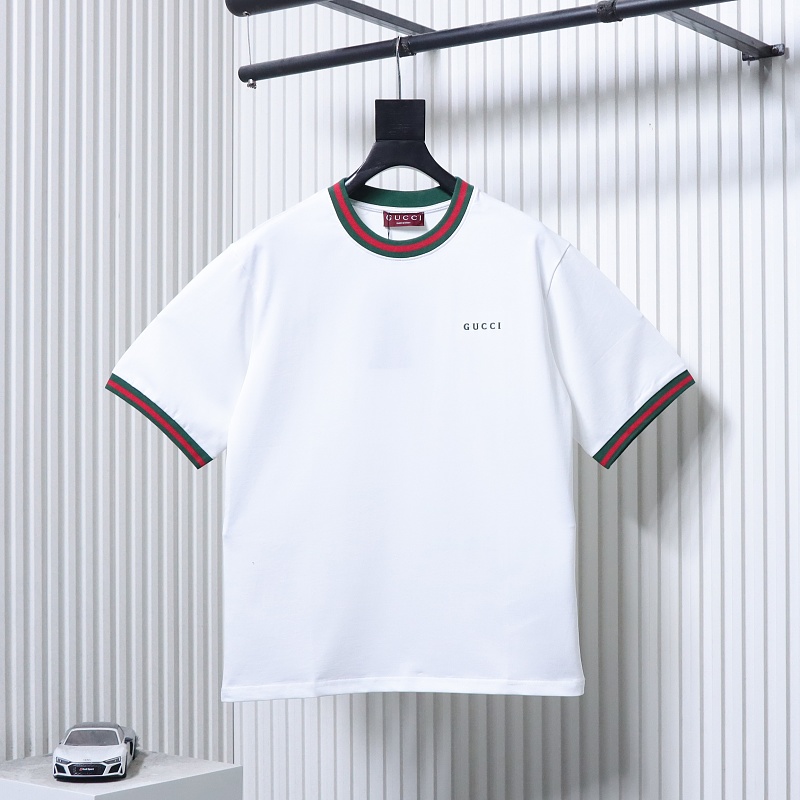 GUCCI Contrast Letter Embroidery Short Sleeve T-Shirt Style 1