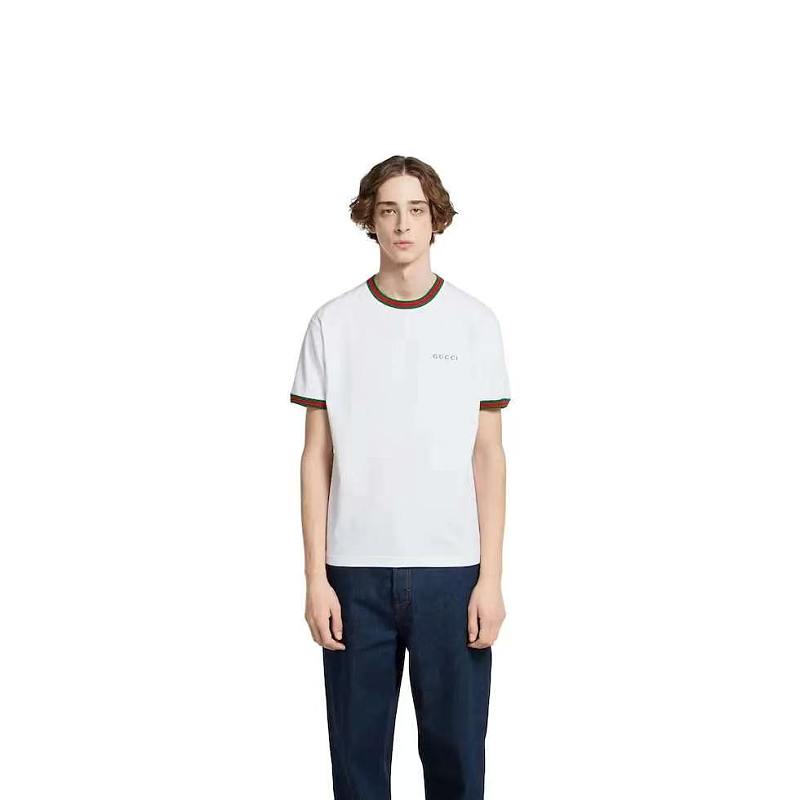 GUCCI Contrast Letter Embroidery Short Sleeve T-Shirt Style 1