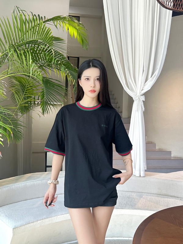 GUCCI Contrast Letter Embroidery Short Sleeve T-Shirt Style 2