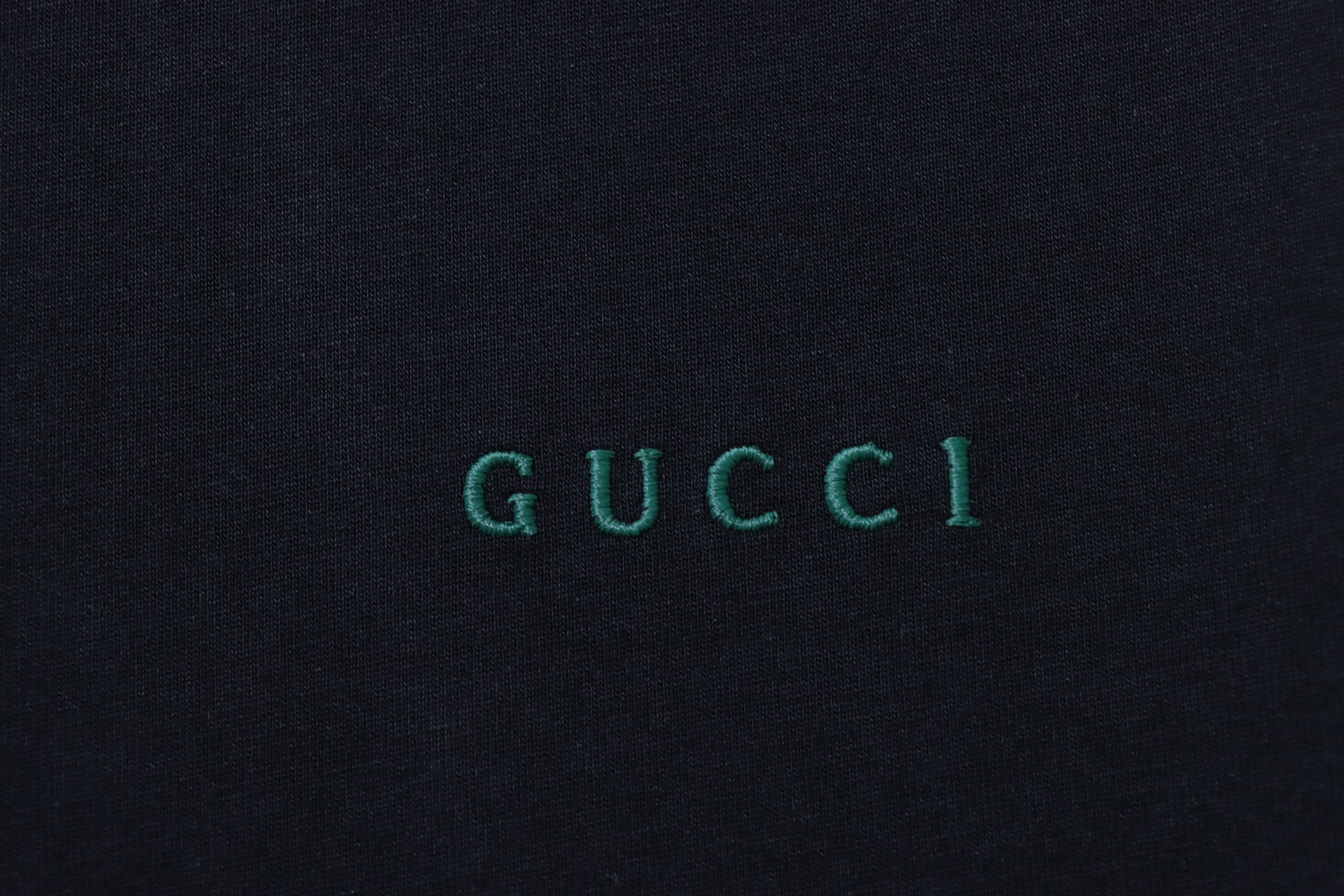 GUCCI Contrast Letter Embroidery Short Sleeve T-Shirt Style 2