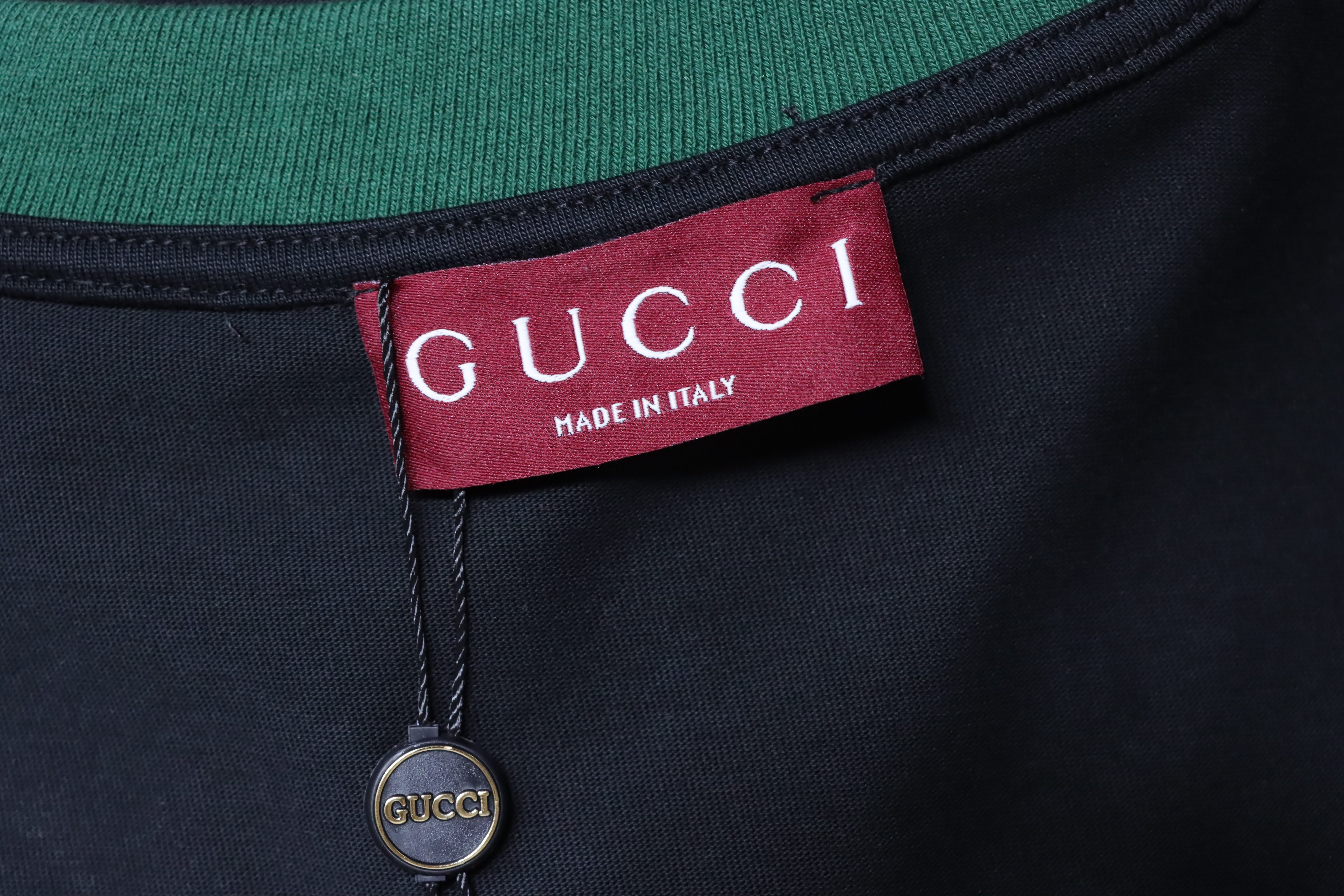 GUCCI Contrast Letter Embroidery Short Sleeve T-Shirt Style 2