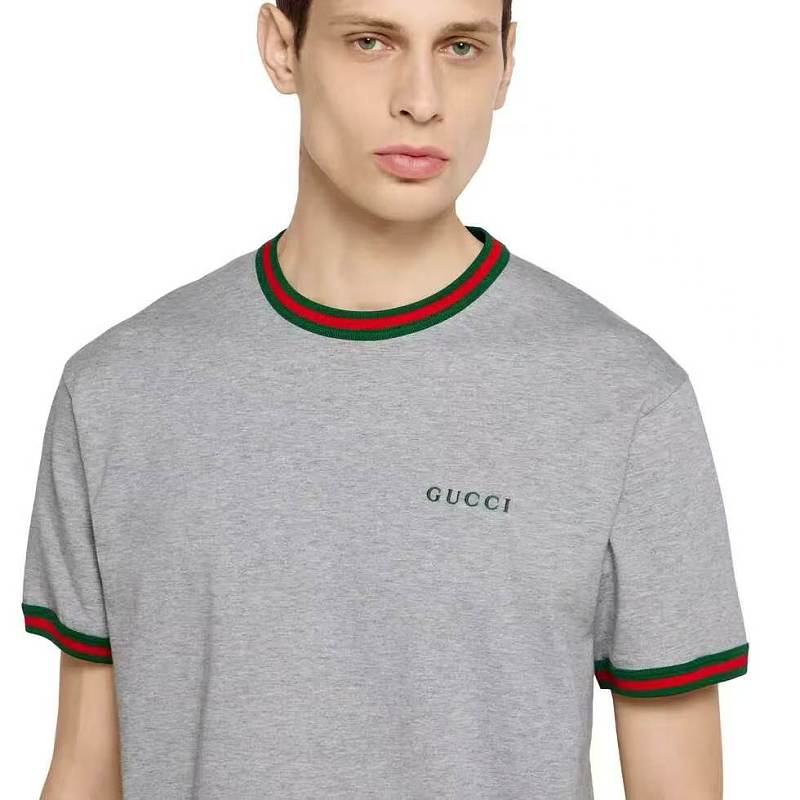 GUCCI Contrast Letter Embroidery Short Sleeve T-Shirt Style 3