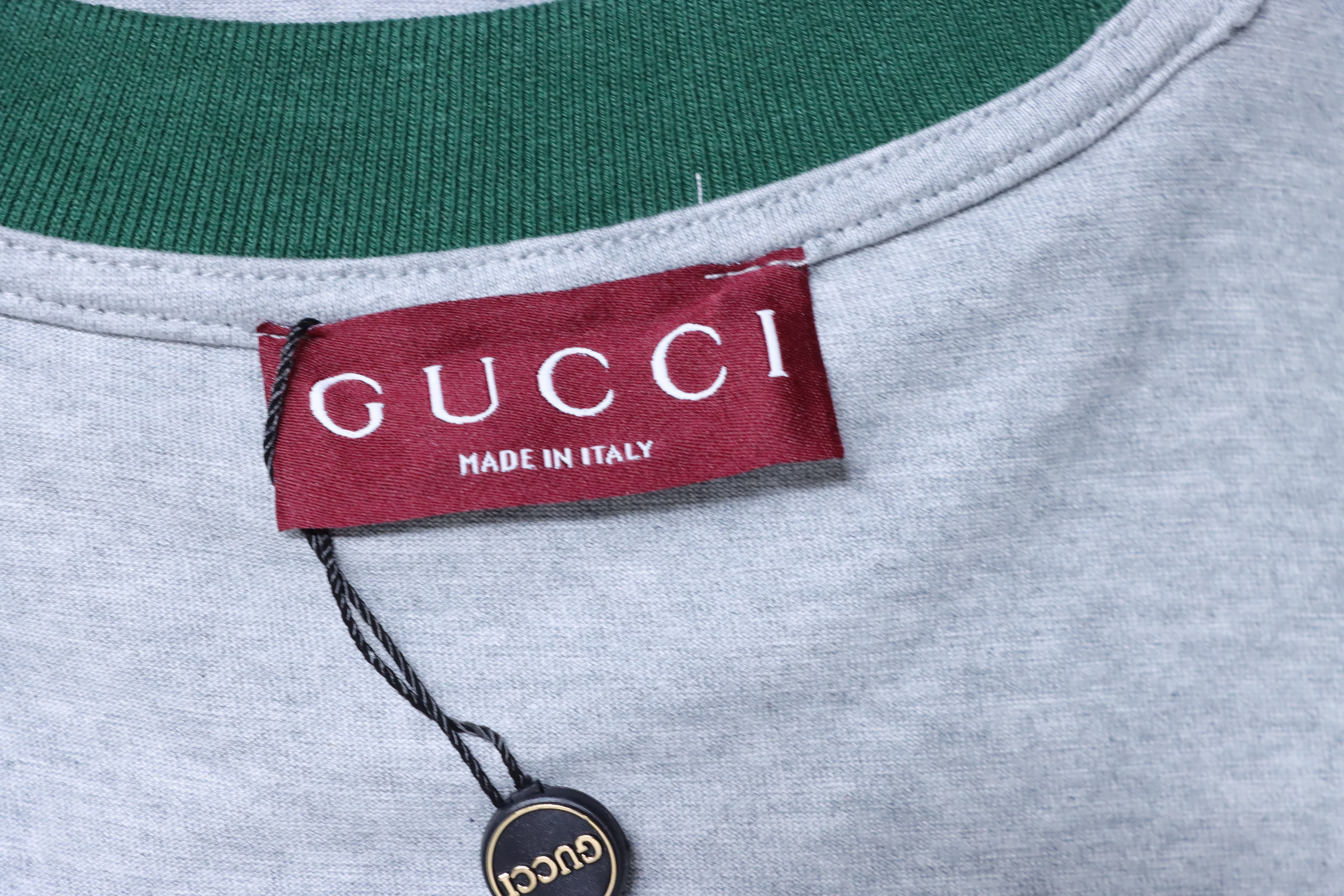GUCCI Contrast Letter Embroidery Short Sleeve T-Shirt Style 3