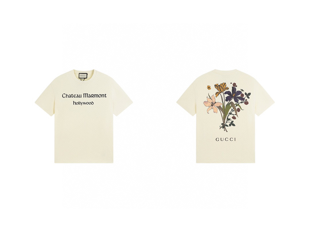 GUCCI Digital Print Graphic Print Short Sleeve T-Shirt