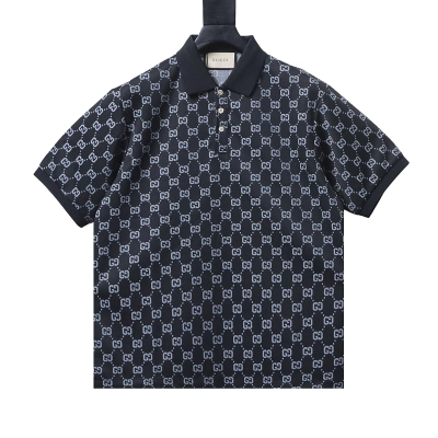 GUCCI Double G Allover Double G Collar Allover Print Short Sleeve Polo Shirt 01