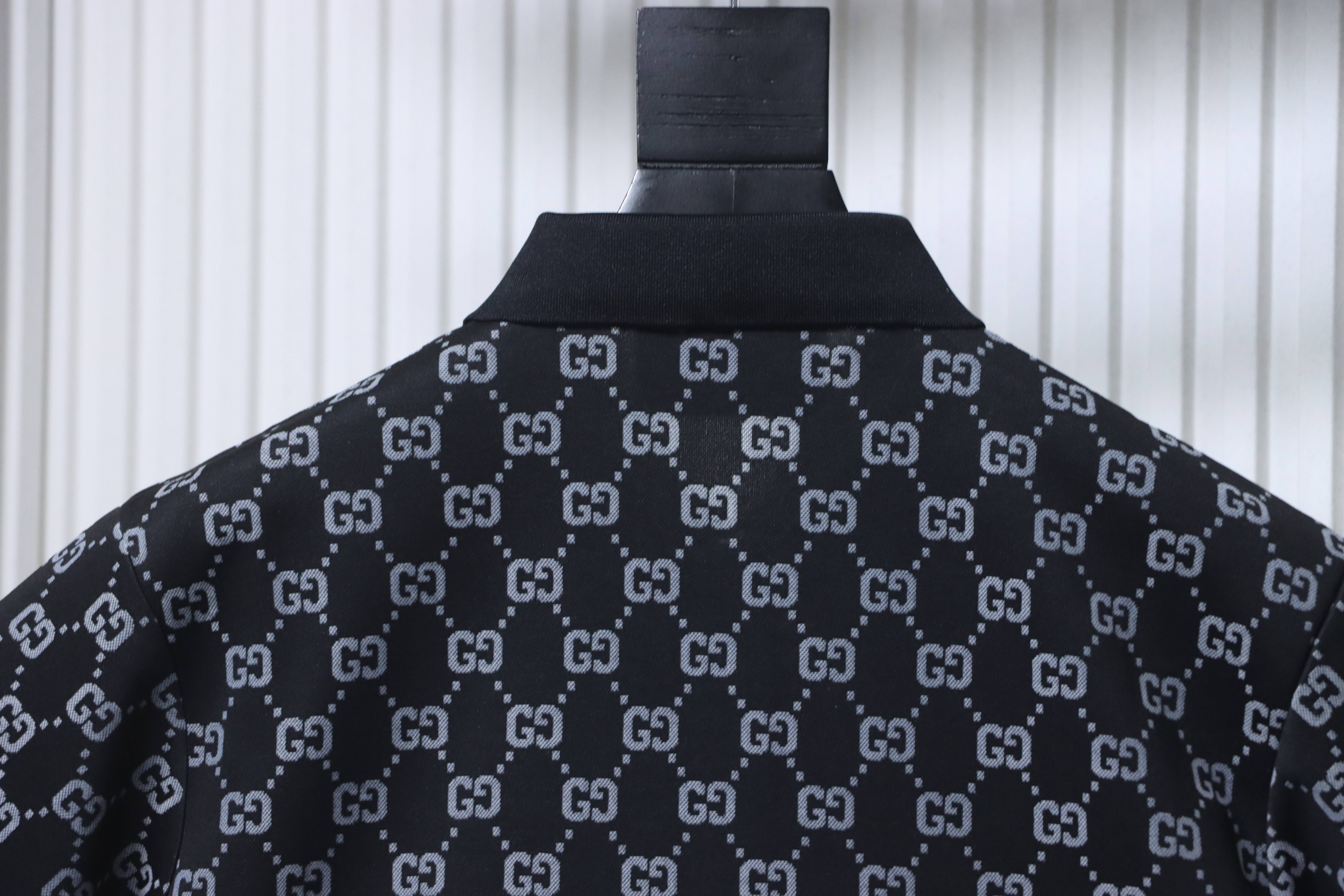 GUCCI Double G Allover Double G Collar Allover Print Short Sleeve Polo Shirt