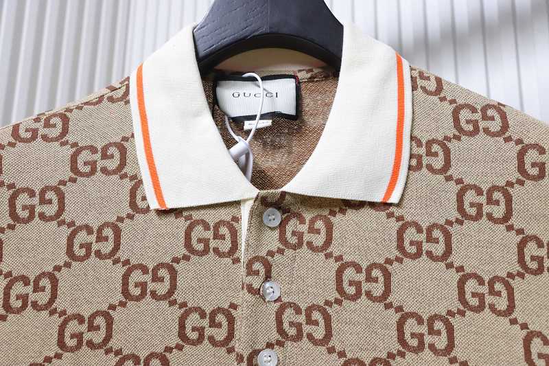 GUCCI Double G Allover Double G Jacquard Allover Print Logo Short Sleeve T-Shirt