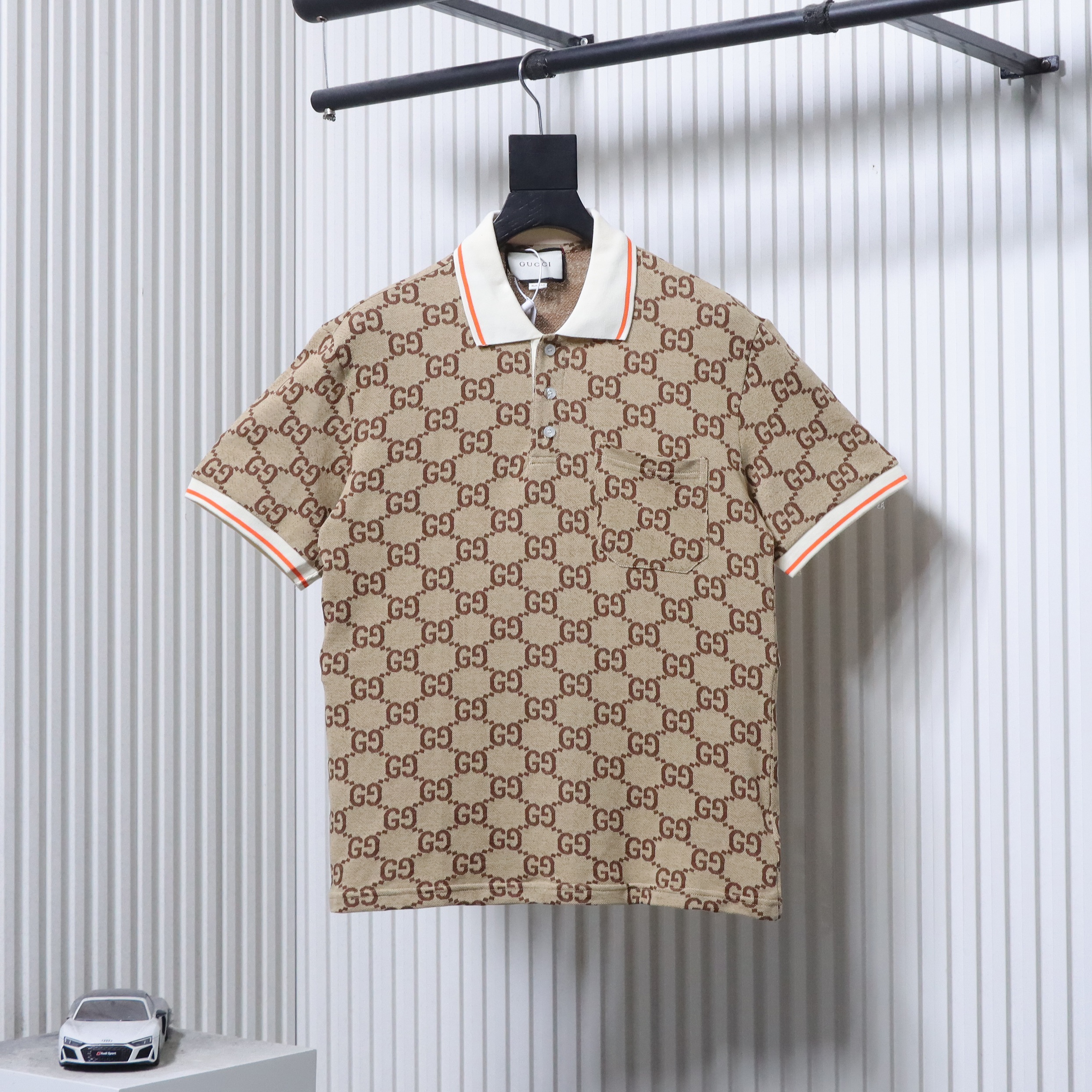 GUCCI Double G Allover Double G Jacquard Allover Print Logo Short Sleeve T-Shirt