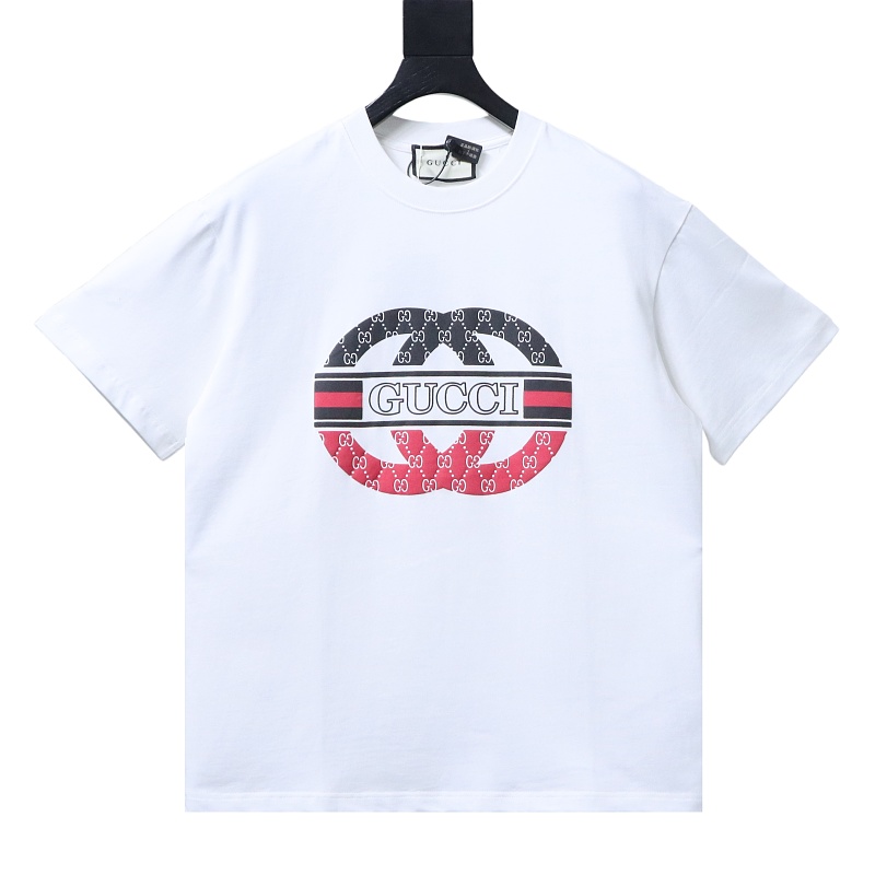 GUCCI Double G Contrast Big Logo Crew Neck Short Sleeve T-Shirt Style 1