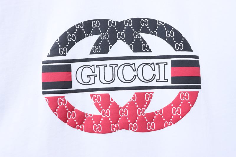 GUCCI Double G Contrast Big Logo Crew Neck Short Sleeve T-Shirt Style 1