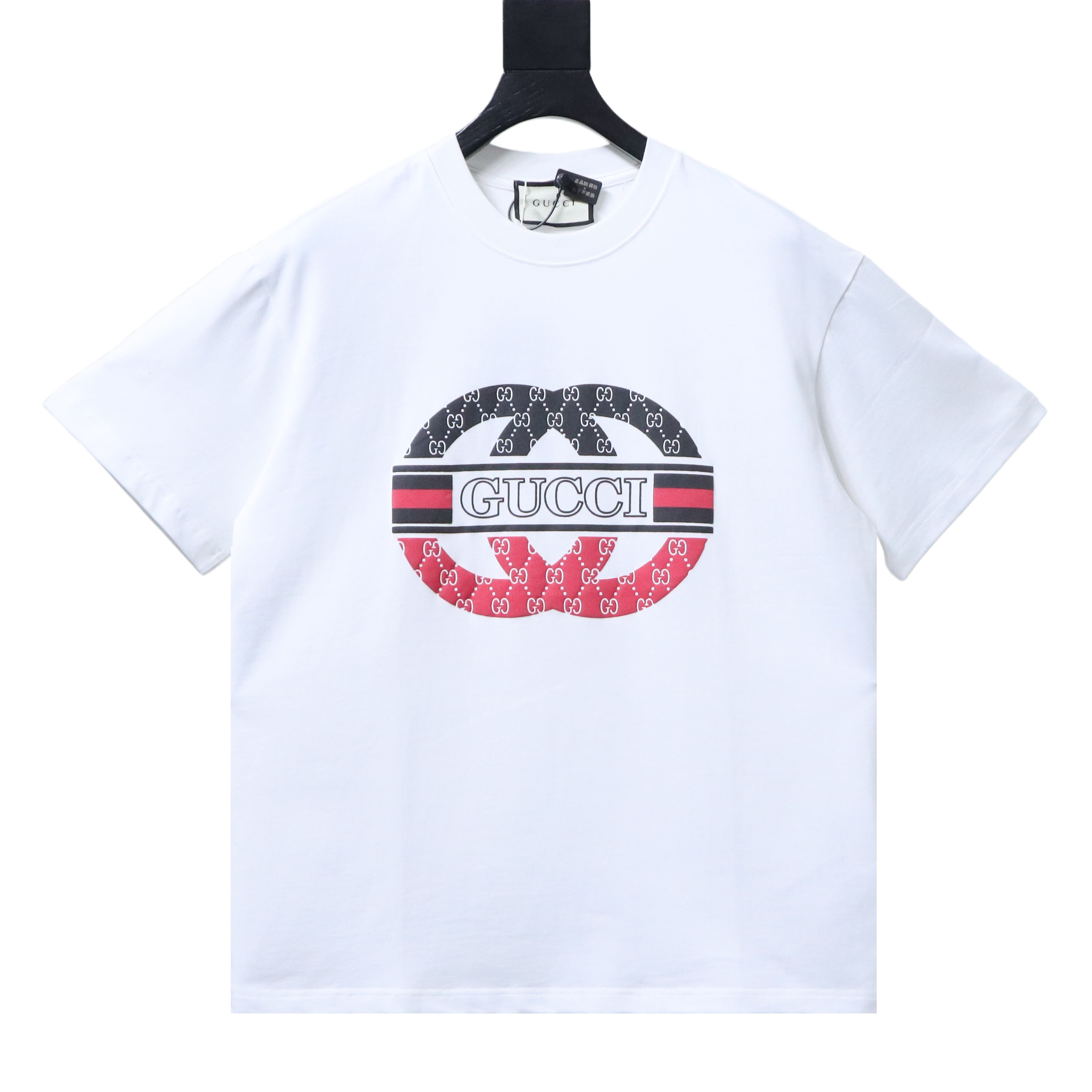 GUCCI Double G Contrast Big Logo Crew Neck Short Sleeve T-Shirt Style 1