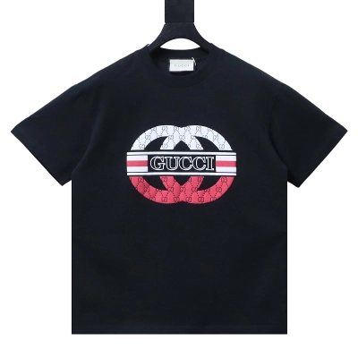 GUCCI Double G Contrast Big Logo Crew Neck Short Sleeve T-Shirt Style 2 01