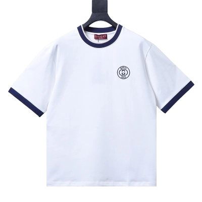 GUCCI Double G Embroidery Short Sleeve T-Shirt Style 1 01