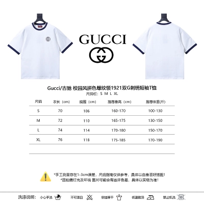 GUCCI Double G Embroidery Short Sleeve T-Shirt Style 1 02