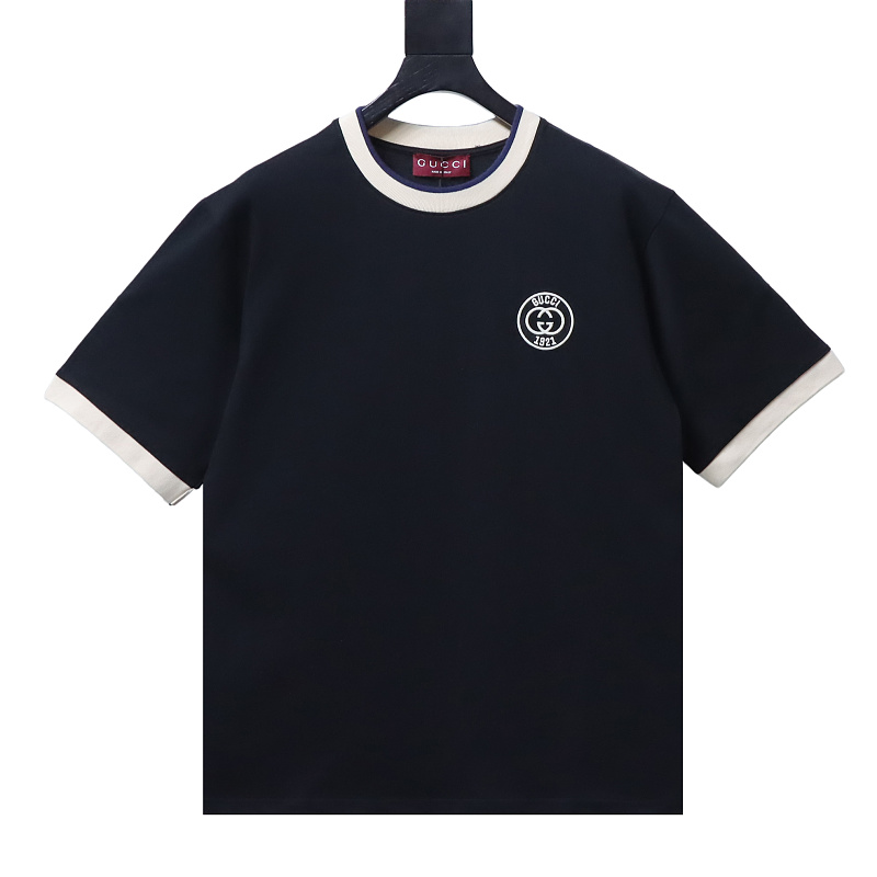 GUCCI Double G Embroidery Short Sleeve T-Shirt Style 2