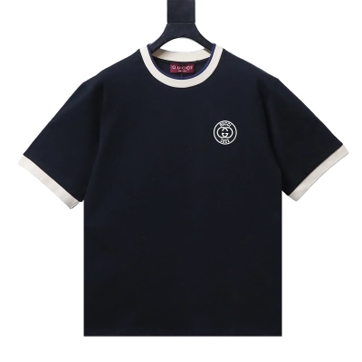 GUCCI Double G Embroidery Short Sleeve T-Shirt Style 2 01