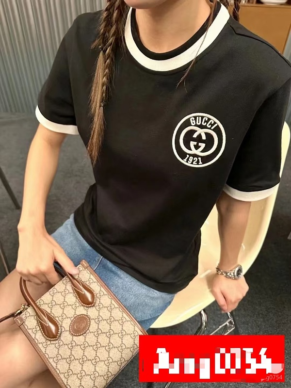 GUCCI Double G Embroidery Short Sleeve T-Shirt Style 2