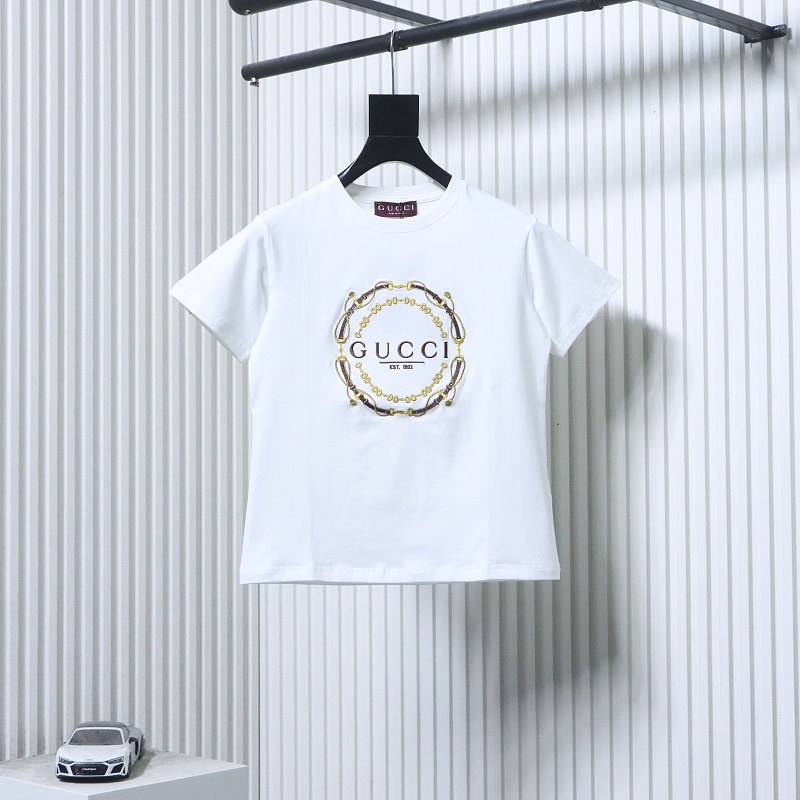 GUCCI Double G Interlocking Letter Embroidery Wheat Bridle Short Sleeve T-Shirt