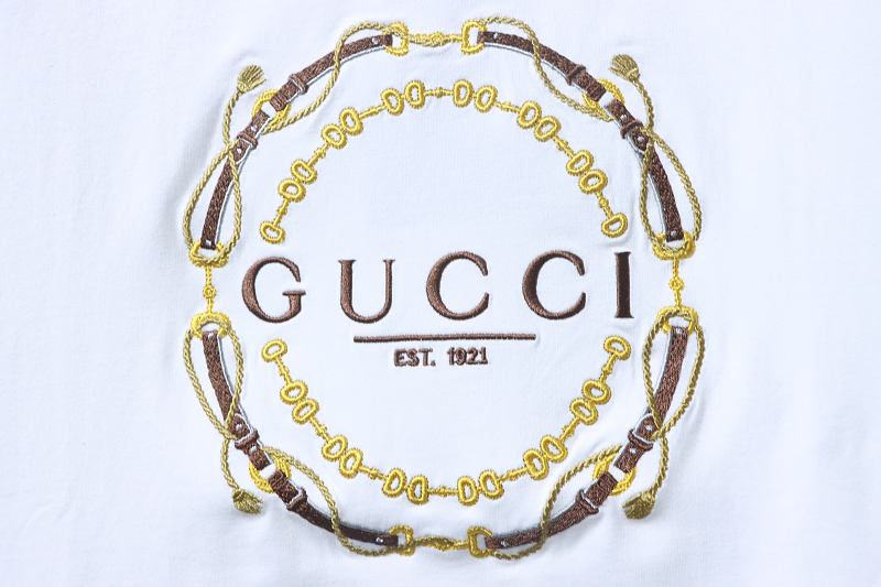GUCCI Double G Interlocking Letter Embroidery Wheat Bridle Short Sleeve T-Shirt