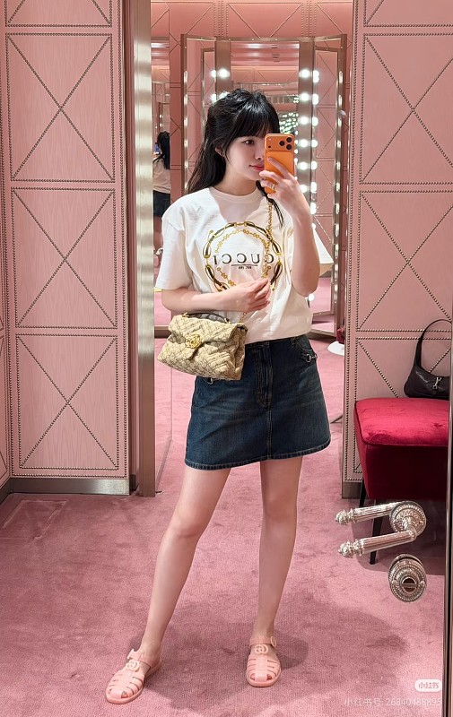 GUCCI Double G Interlocking Letter Embroidery Wheat Bridle Short Sleeve T-Shirt