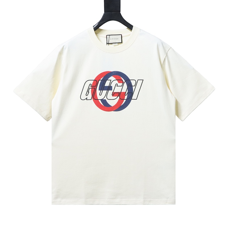 GUCCI Double G Interlocking Print Logo Short Sleeve T-Shirt Style 1