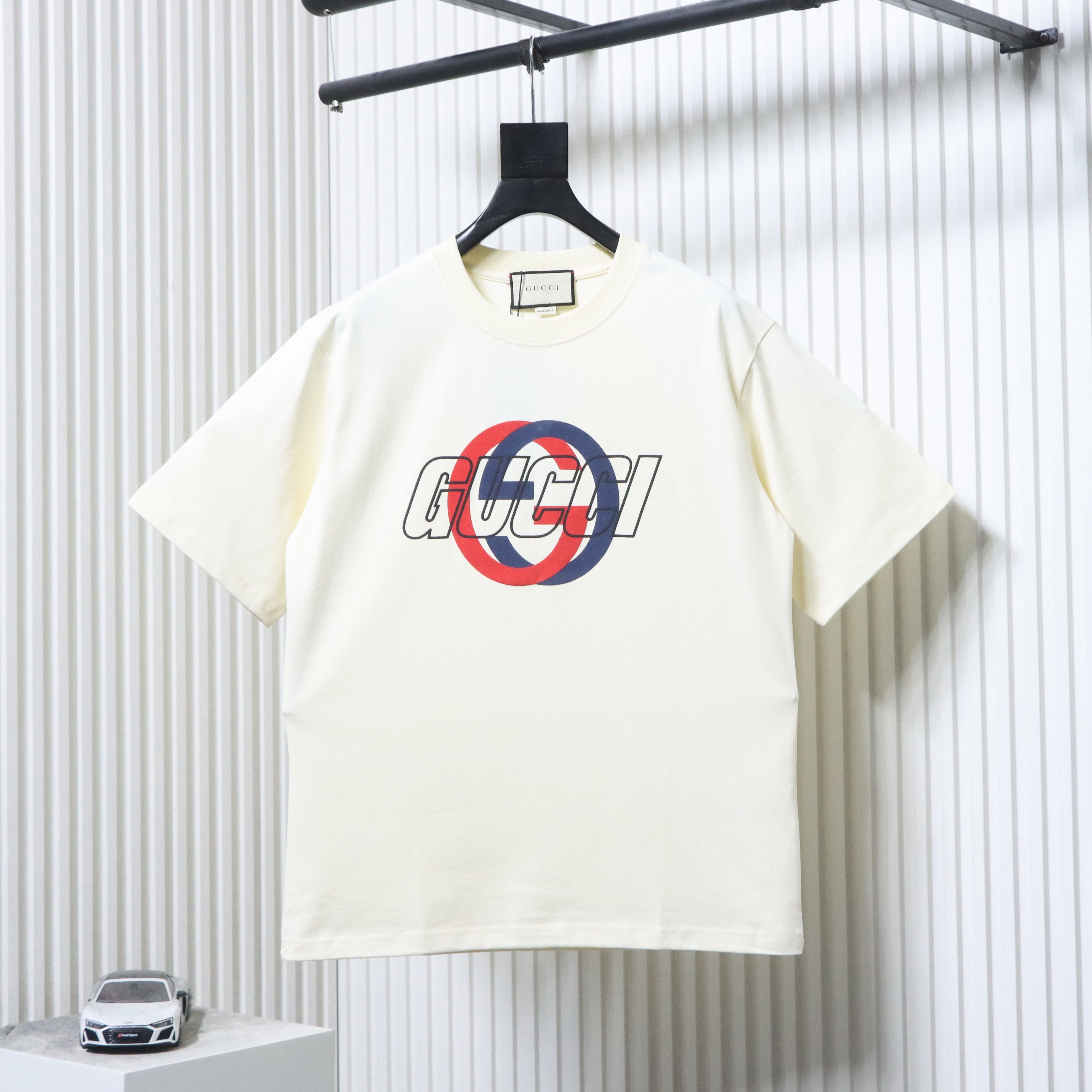 GUCCI Double G Interlocking Print Logo Short Sleeve T-Shirt Style 1