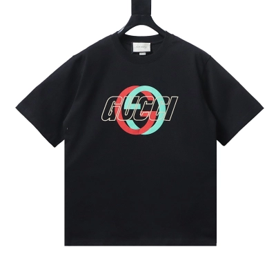 GUCCI Double G Interlocking Print Logo Short Sleeve T-Shirt Style 2 01