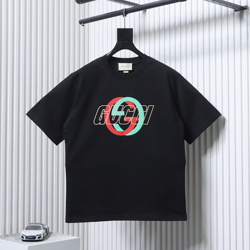 GUCCI Double G Interlocking Print Logo Short Sleeve T-Shirt Style 2