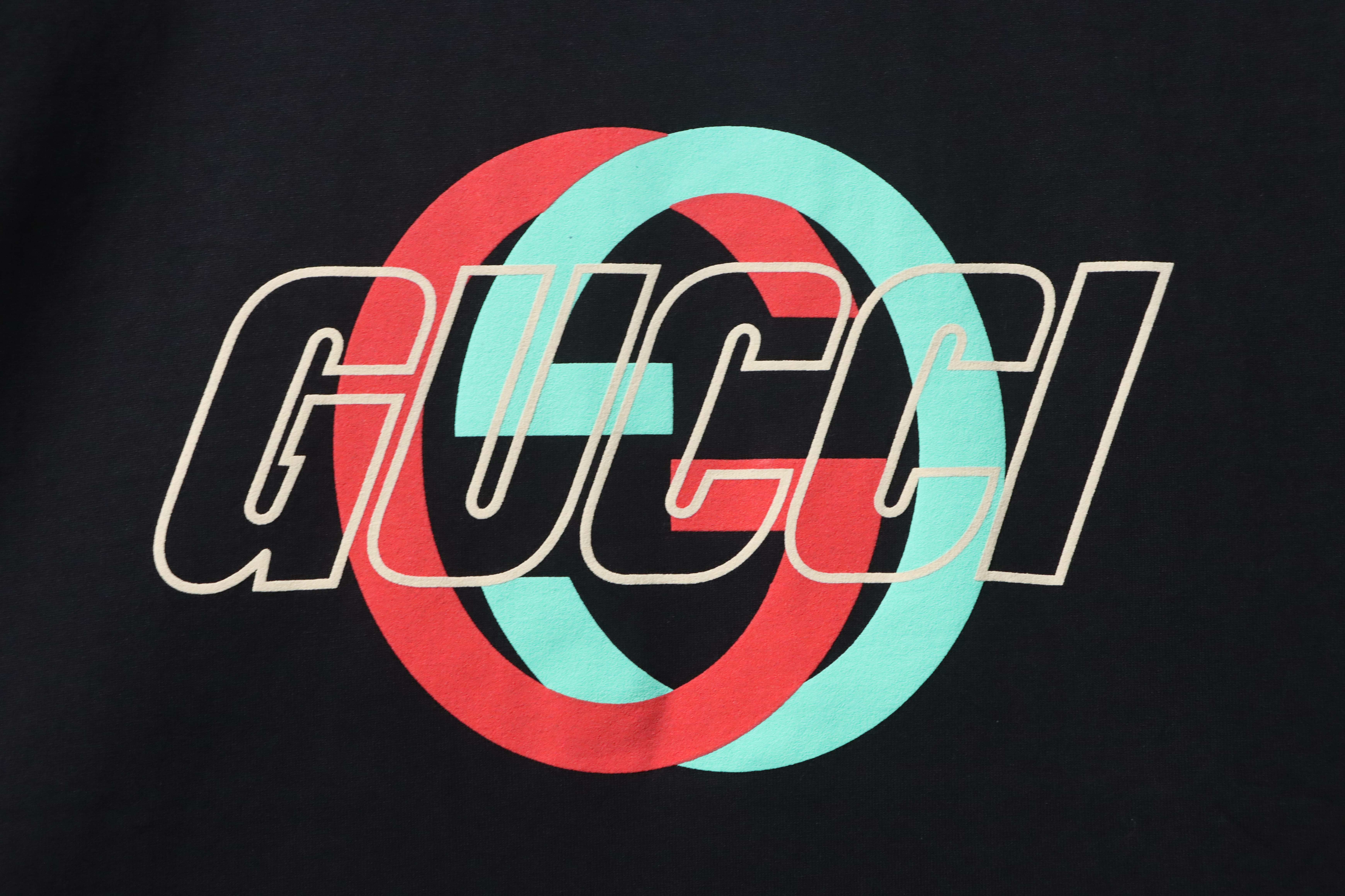 GUCCI Double G Interlocking Print Logo Short Sleeve T-Shirt Style 2