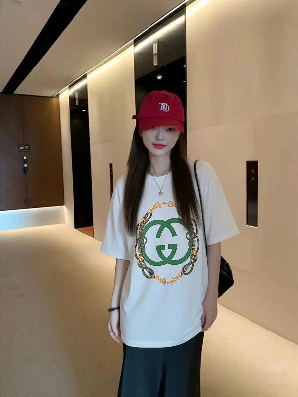 GUCCI Double G Interlocking Print Short Sleeve T-Shirt