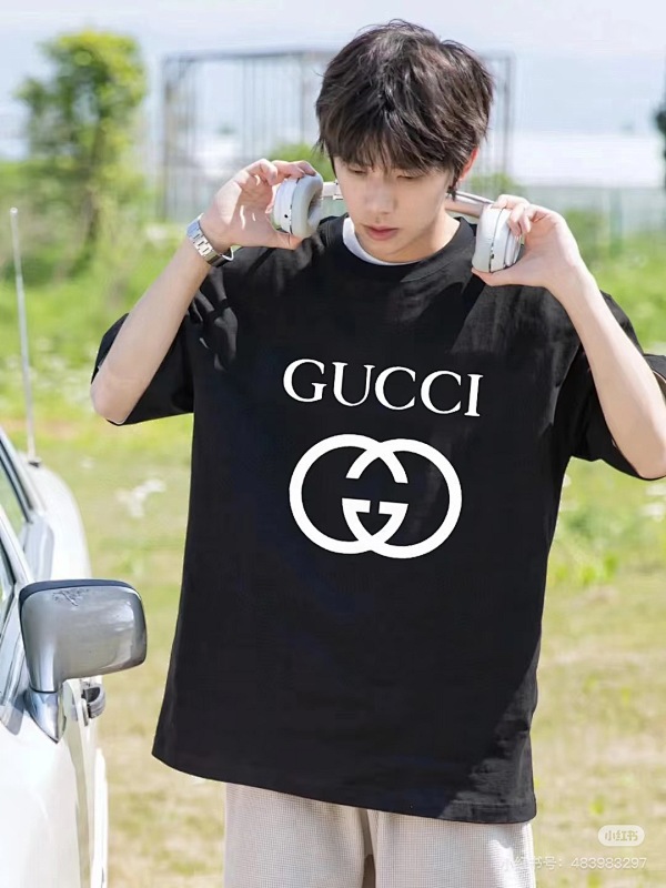 GUCCI Double G Interlocking Print Short Sleeve T-Shirt Style 1