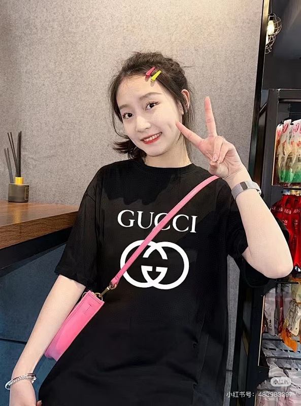 GUCCI Double G Interlocking Print Short Sleeve T-Shirt Style 1