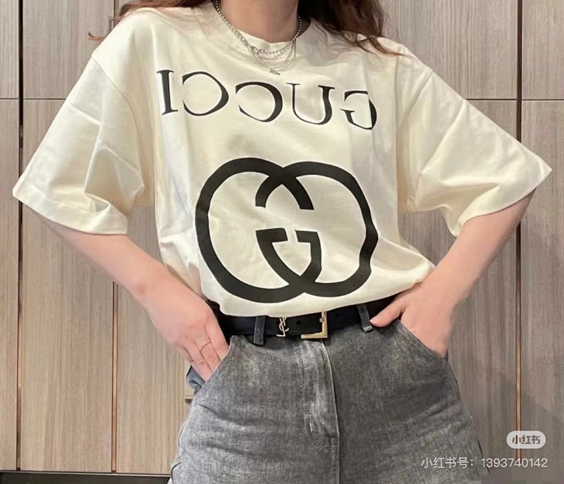 GUCCI Double G Interlocking Print Short Sleeve T-Shirt Style 2