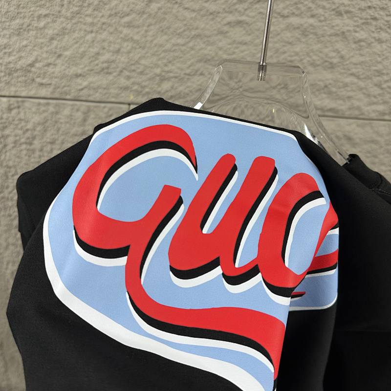 GUCCI Double G Letter Embroidery Print Short Sleeve T-Shirt