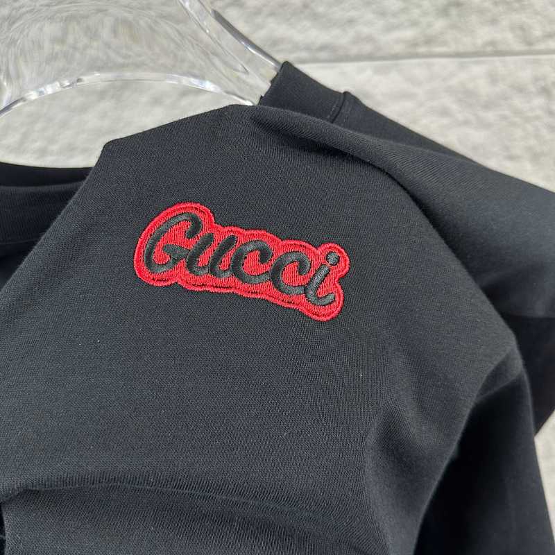 GUCCI Double G Letter Embroidery Print Short Sleeve T-Shirt