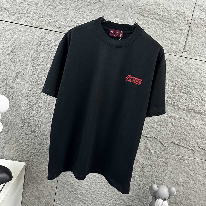 GUCCI Double G Letter Embroidery Print Short Sleeve T-Shirt