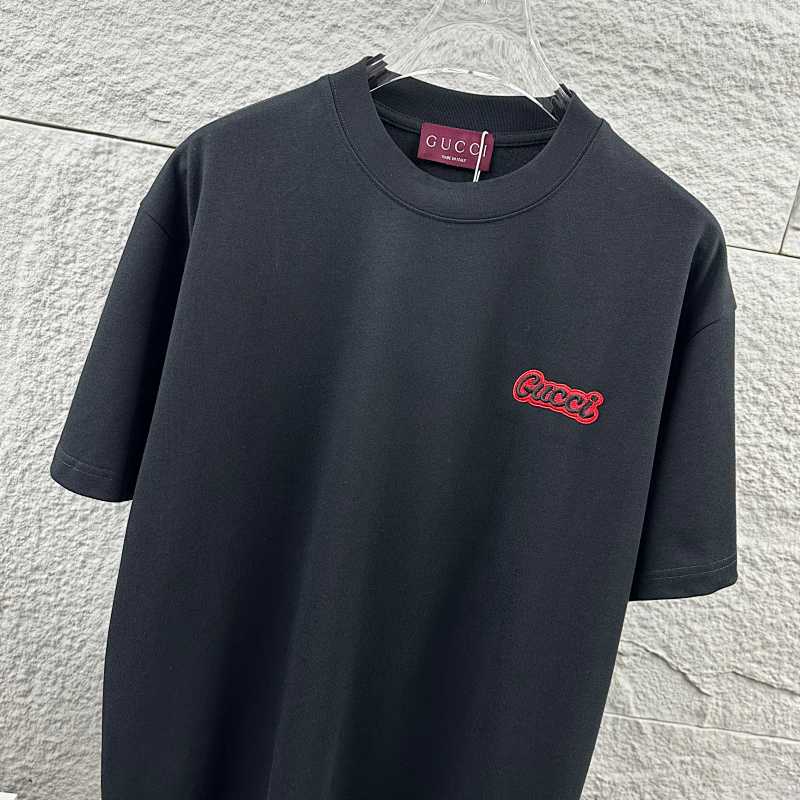 GUCCI Double G Letter Embroidery Print Short Sleeve T-Shirt