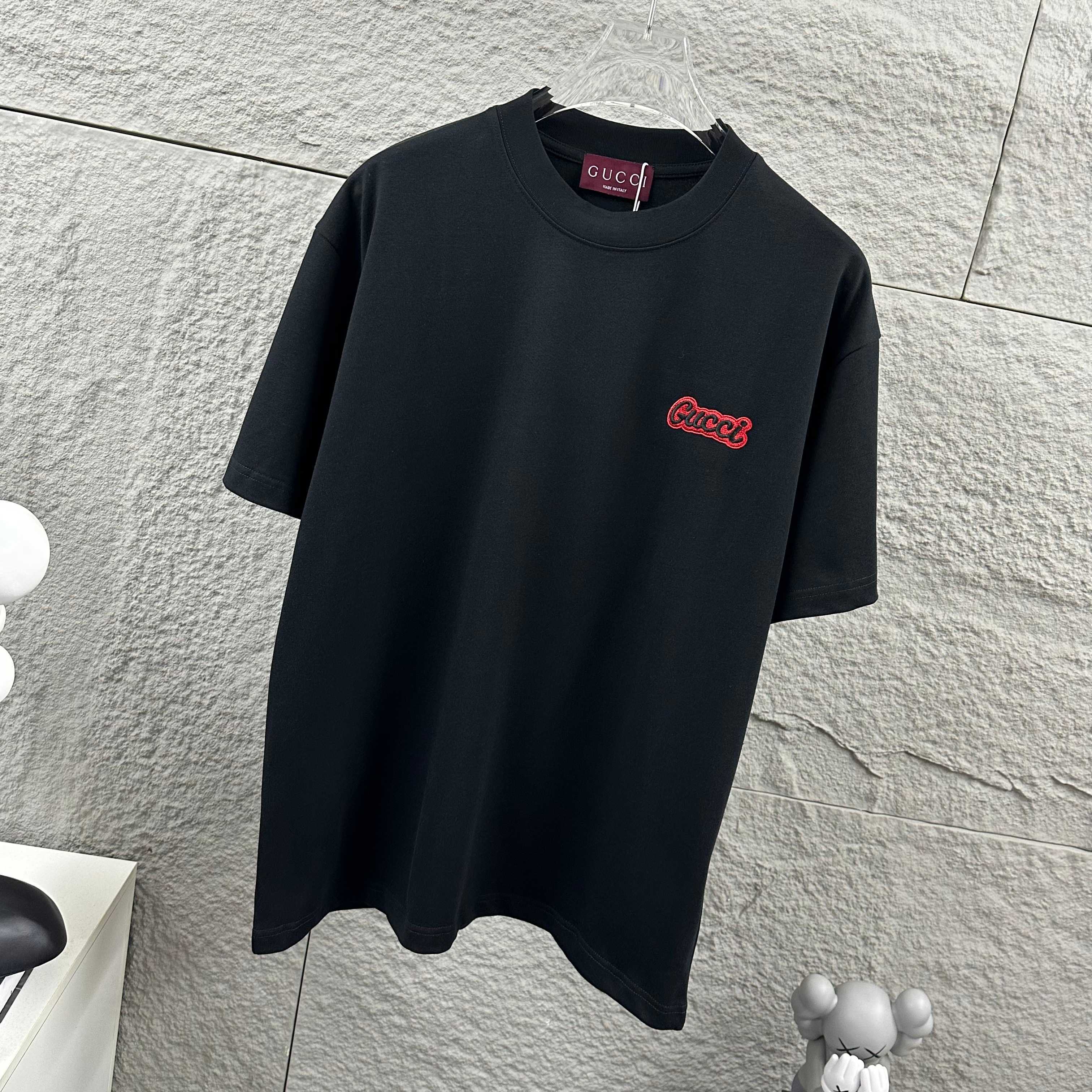 GUCCI Double G Letter Embroidery Print Short Sleeve T-Shirt