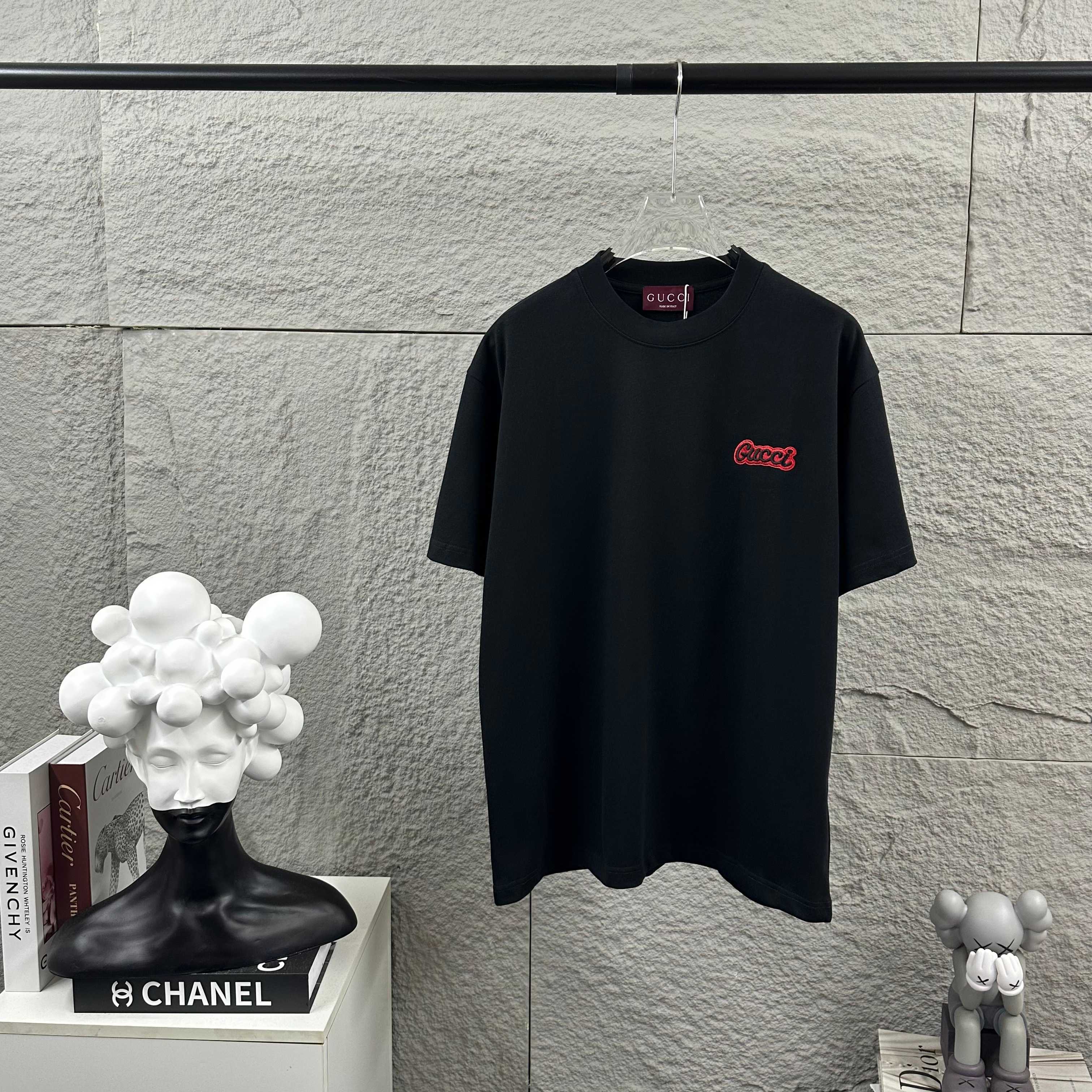 GUCCI Double G Letter Embroidery Print Short Sleeve T-Shirt